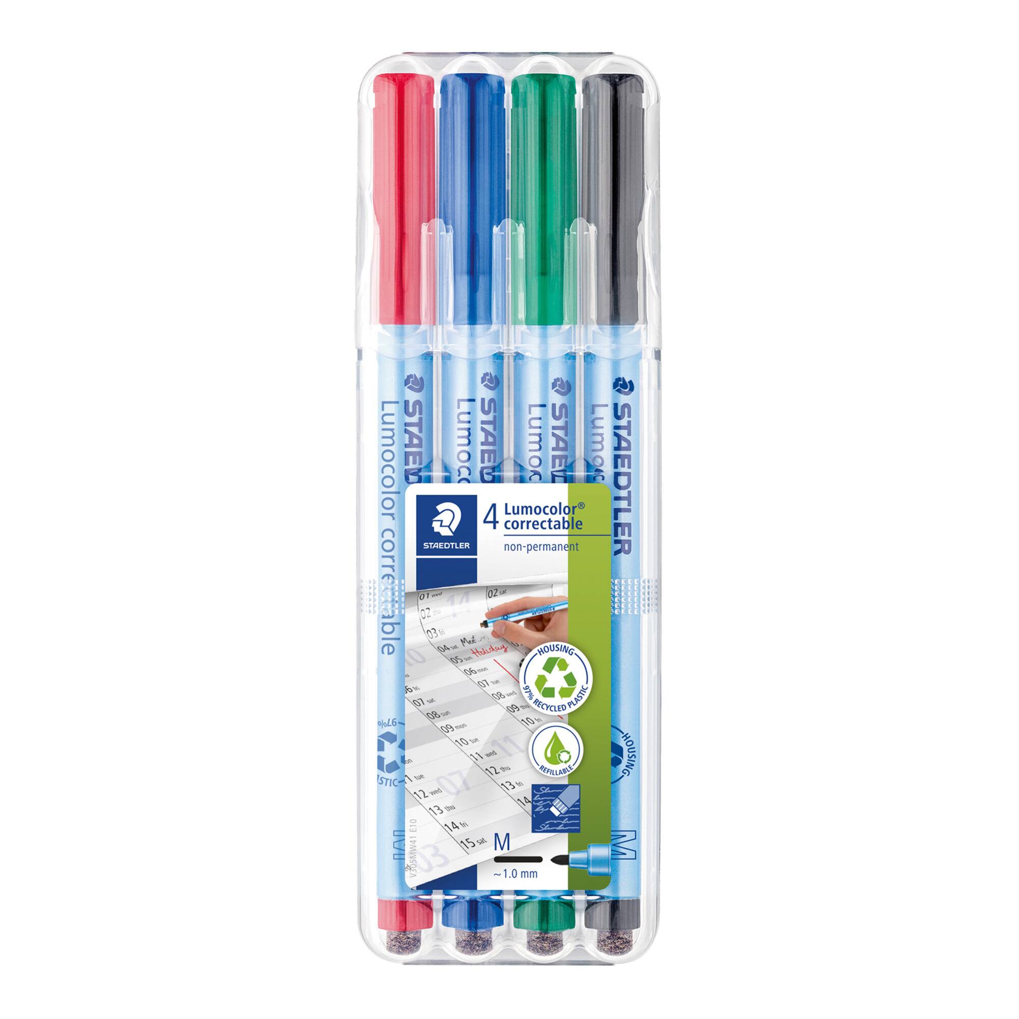 STAEDTLER® 1mm 4 Color Medium Lumocolor Correctable Dry Erase Pen Set